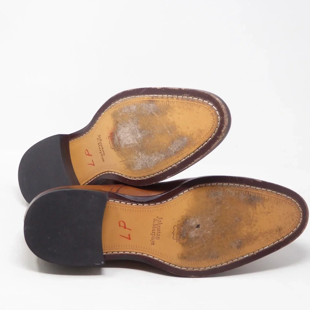 Johnston & Murphy Mens Double Monk Strap Shoes Tan Leather Cap Toe 10M